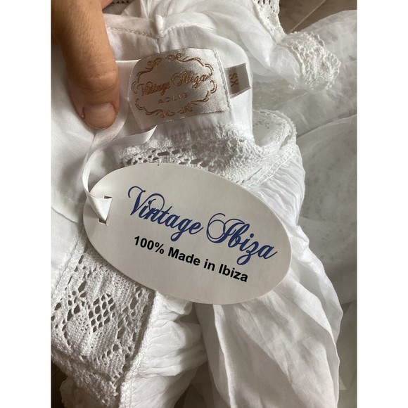 New Vintage Ibiza Adlib St. Lucia Dress maxi gown white cotton xs boho Rts$298 - Picture 4 of 5